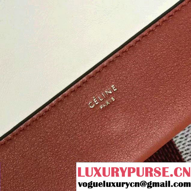 Celine Smooth Calfskin Medium Frame Shoulder Bag Burnt Red/White Spring 2017