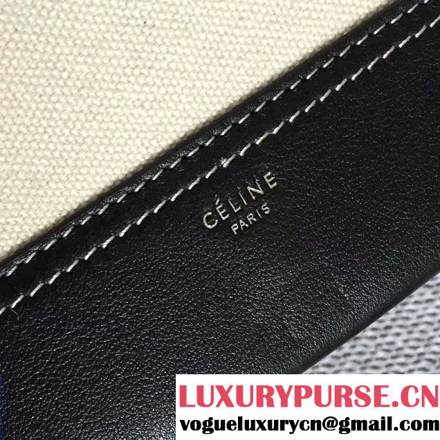 Celine Shiny Smooth Calfskin/Textile Medium Frame Shoulder Bag Black/White Spring 2017