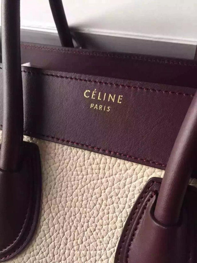 Celine Micro Luggage Bag Grained Calfskin Fall Winter 2015 Collection Multicolor Beige Burgundy Blue