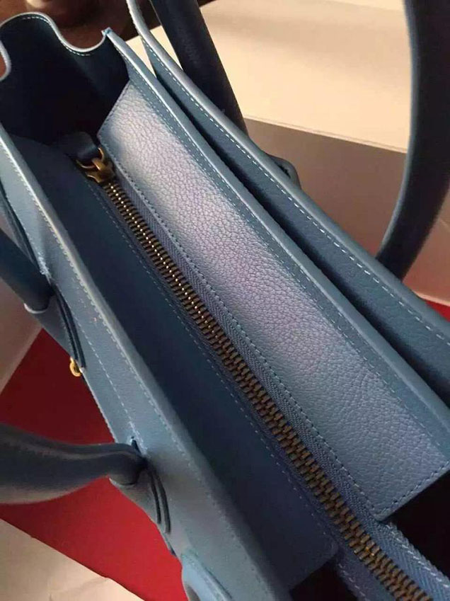 Celine Micro Luggage Bag Grained Calfskin Fall Winter 2015 Collection Blue
