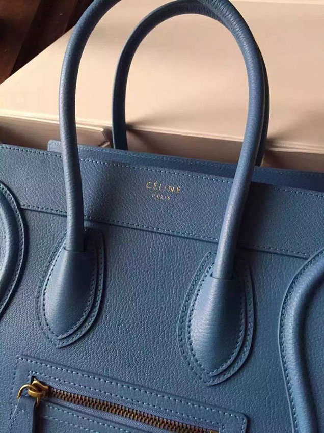 Celine Micro Luggage Bag Grained Calfskin Fall Winter 2015 Collection Blue