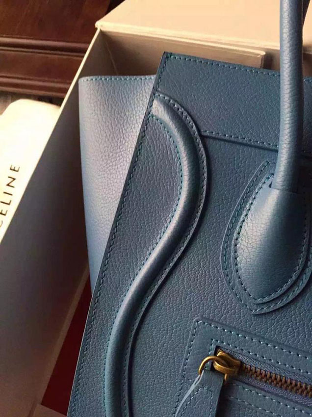 Celine Micro Luggage Bag Grained Calfskin Fall Winter 2015 Collection Blue