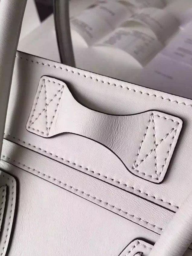 Celine Micro Luggage Bag Smooth Calfskin Fall Winter 2015 Collection White Calf