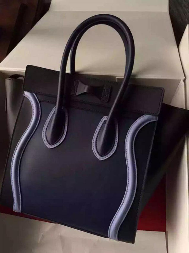 Celine Micro Luggage Bag Grained Calfskin Fall Winter 2015 Collection Multicolor Midnight Blue Light Blue
