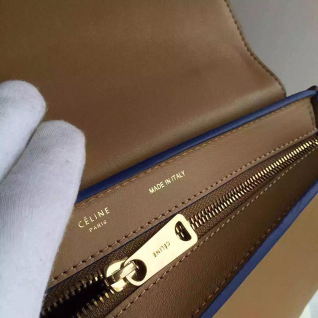 Celine Trapeze Bag Original Smooth Leather Spring Summer 2015 Collection Beige Electric Blue Suede