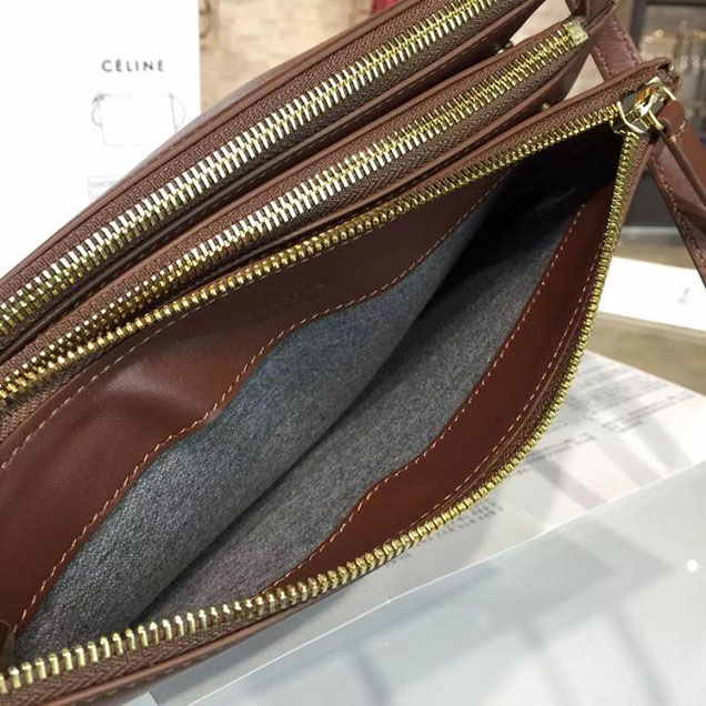 Celine Trio Crossbody Bag Small Grained Leather Pre-Fall Winter 2015 Collection Brown