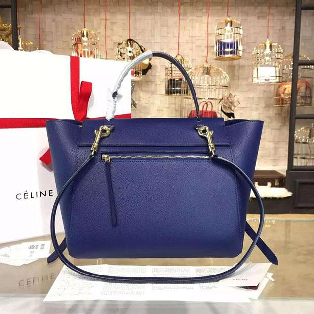 Celine Belt Top Handle Mini Bag Grained Calfskin Leather Pre-Fall Winter 2016 Collection Navy Blue
