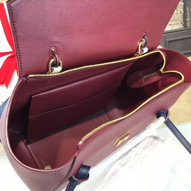 Celine Belt Top Handle Mini Bag Smooth Calfskin Leather Pre-Fall Winter 2016 Collection Burgundy Navy Blue
