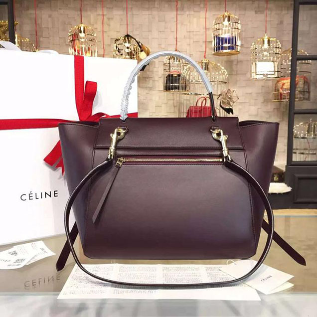 Celine Belt Top Handle Mini Bag Smooth Calfskin Leather Pre-Fall Winter 2016 Collection Burgundy