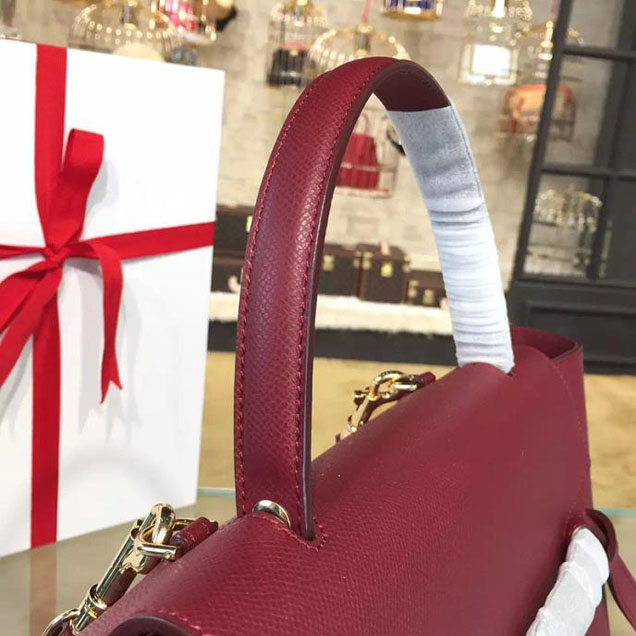 Celine Belt Top Handle Mini Bag Grained Calfskin Leather Pre-Fall Winter 2016 Collection Burgundy