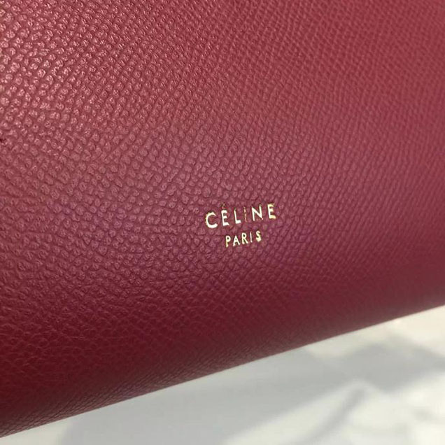 Celine Belt Top Handle Mini Bag Grained Calfskin Leather Pre-Fall Winter 2016 Collection Burgundy