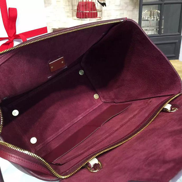 Celine Belt Top Handle Mini Bag Grained Calfskin Leather Pre-Fall Winter 2016 Collection Burgundy