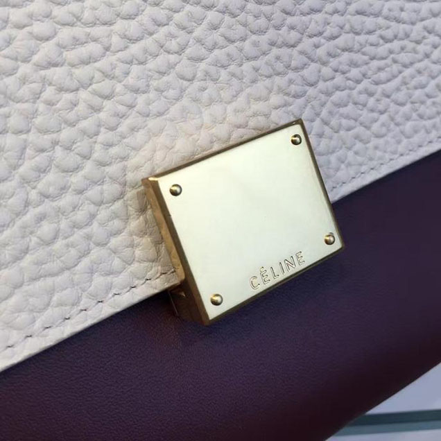 Celine Trapeze Top Handle Small Bag Grained Calfskin with Suede Leather Pre-Fall Winter 2016 Collection White Burgundy Rust