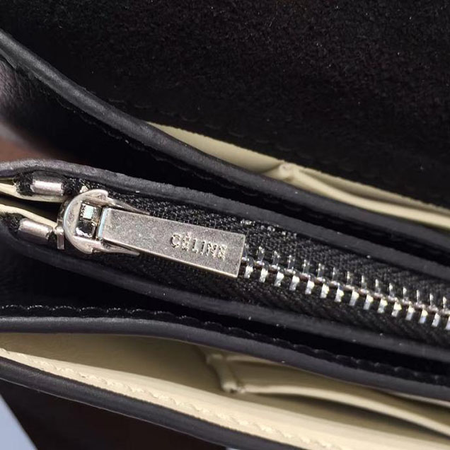 Celine Clutch on Strap Bag Grained Calfskin Pre-Fall Winter 2016 Collection Black White