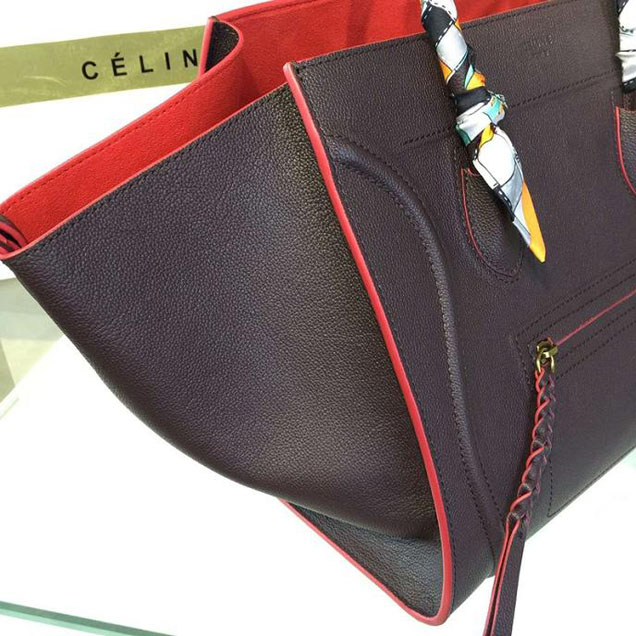 Celine Phantom Tote Bag Grained Calfskin Leather Fall Winter 2016 Collection Black with Red