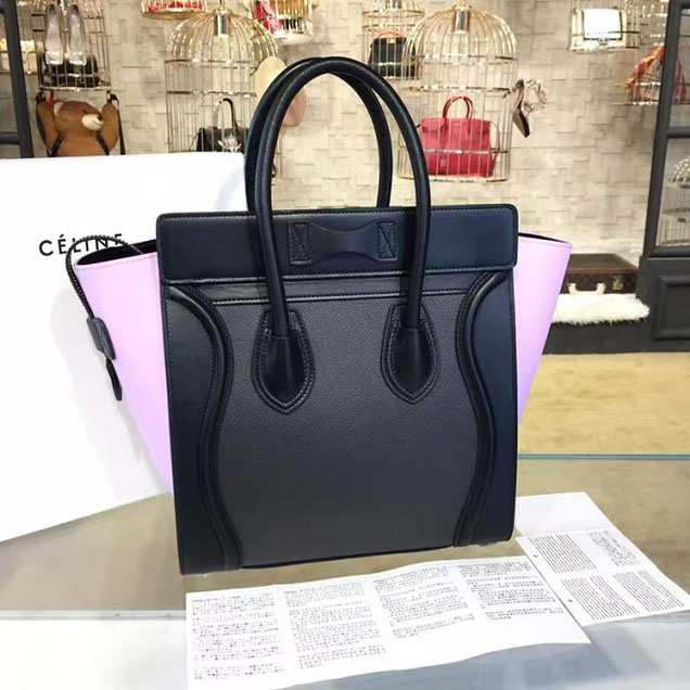 Celine Micro Luggage Bag Calfskin Leather Fall Winter 2016 Collection Multi Black Lilac Purple