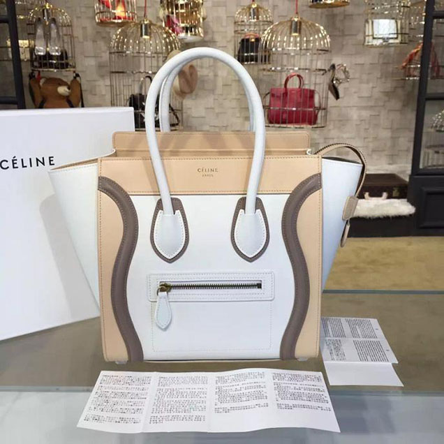 Celine Micro Luggage Bag Calfskin Leather Fall Winter 2016 Collection Multi White Beige Sand