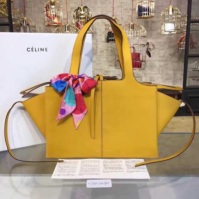 Celine Tri-Fold Shoulder Bag Smooth Calfskin Pre-Fall 2016 Collection Yellow