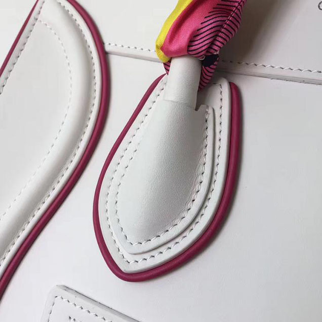 Celine Micro Luggage 26cm Bag Smooth Calfskin Pre-Fall 2017 Bag Collection White with Magenta Piping