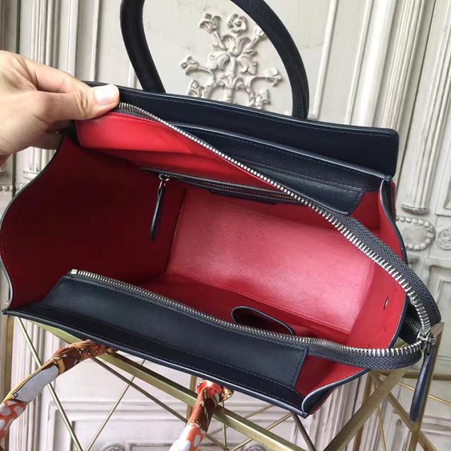 Celine Micro Luggage 26cm Bag Smooth Calfskin Pre-Fall 2017 Bag Collection Black with Red Piping