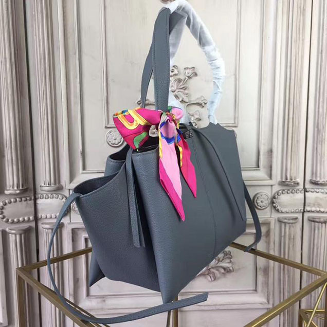 Celine Tri-Fold 32cm Shoulder Bag Grained Calfskin Pre-Fall 2017 Bag Collection Grey