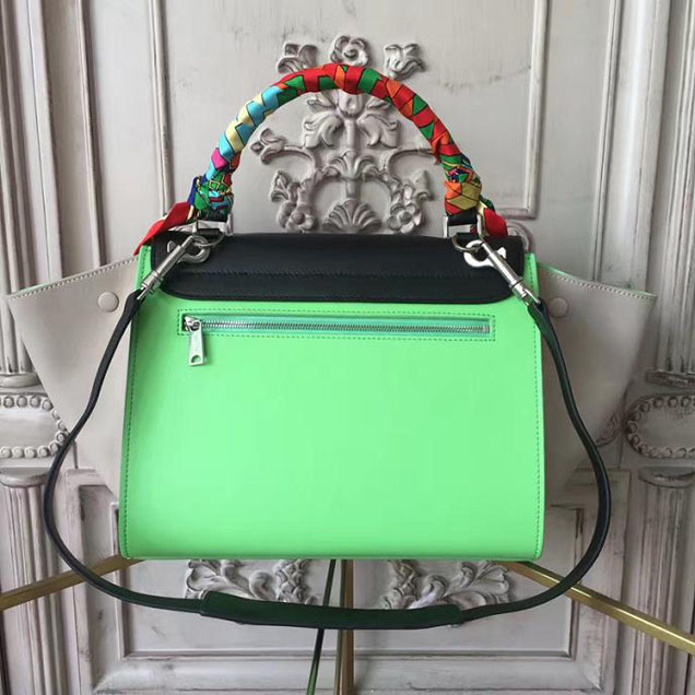 Celine Trapeze 26cm Bag Smooth Calfskin Pre-Fall 2017 Collection Lime Black Pale Beige
