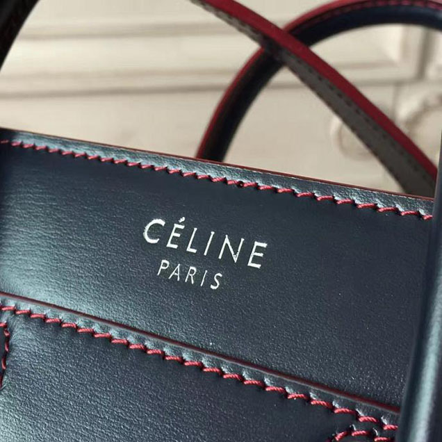 Celine Nano Luggage 20cm Bag Smooth Calfskin Spring 2017 Collection Navy with Red Piping