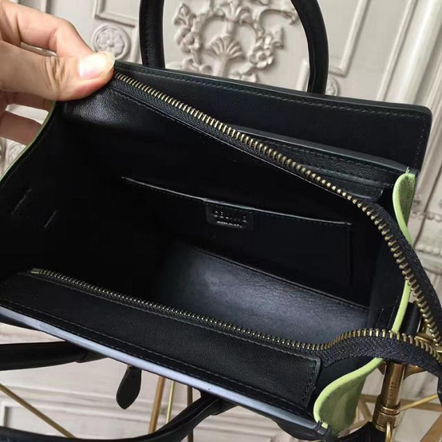 Celine Nano Luggage 20cm Bag Baby Grained Calfskin Nubuck Spring 2017 Collection Lime Multicolor Pale Grey