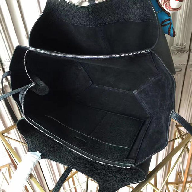 Celine Tri-Fold Shoulder Bag Baby Grained Calfskin Spring 2017 Collection Black