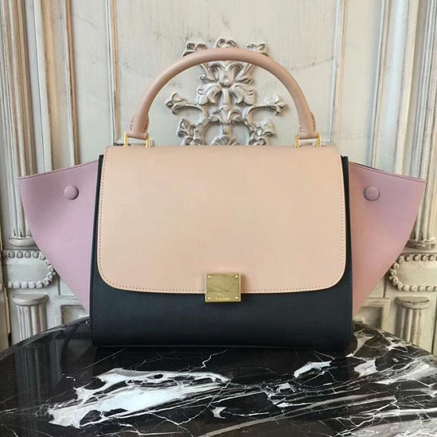 Celine Small Trapeze Bag 26cm Beige Black Pink
