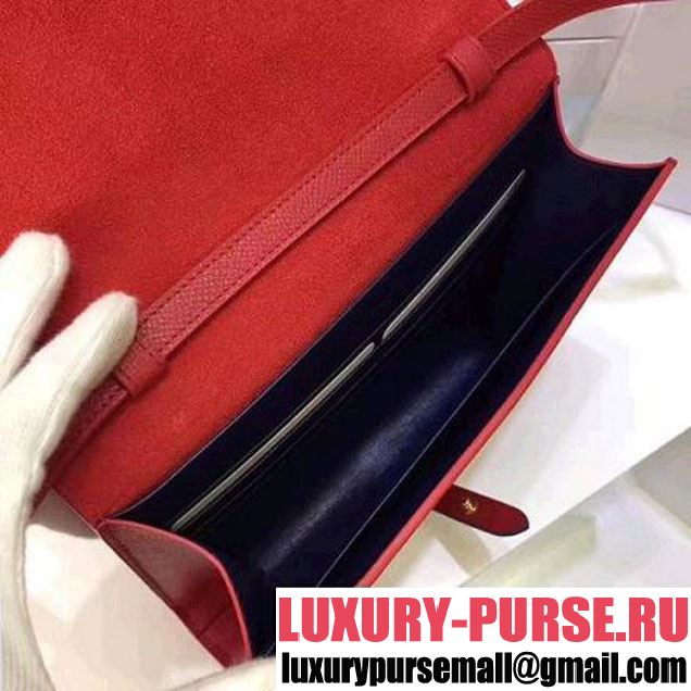 Celine Strap Cluth in Grained Calfskin Red/Blue 2017 (1A078-7072904 )