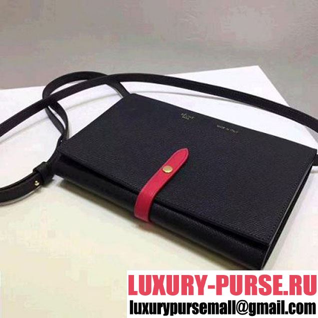 Celine Strap Cluth in Grained Calfskin Black/Red 2017 (1A078-7072903 )