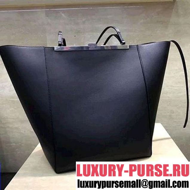 Celine Cabas Clasp Bag In Smooth Calfskin Black Fall 2017 (1A021-7072546 )