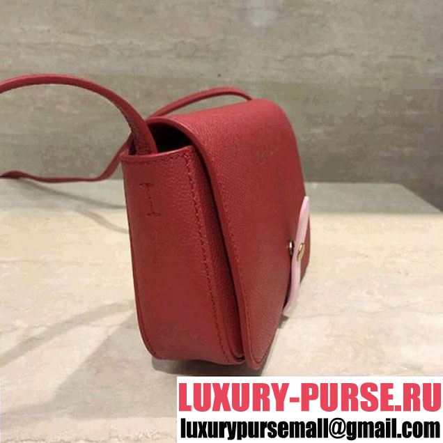 Celine Multifunction Mini Shoulder Bag in Grained Calfskin Red 2017 (1A021-7120617 )