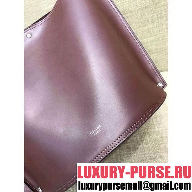 Celine Calfskin Studs Cabas Bag Burgundy (1A021-8012901 )