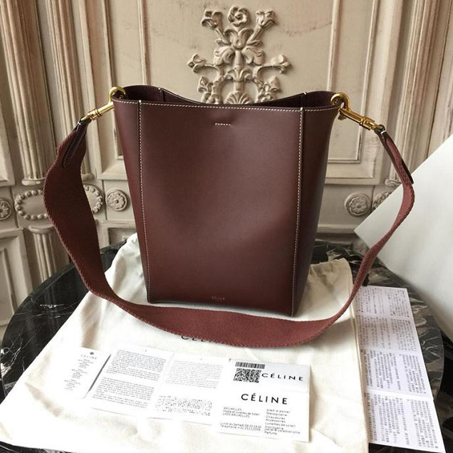 Celine Seau Sangle 20cm Small Bag Soft Grained Calfskin Leather Spring Summer 2018 Collection Burgundy