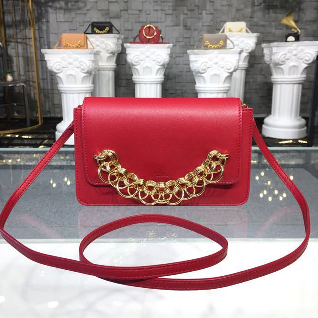 Chloe Drew Bijou Clutch 20cm Bag Gold Hardware Smooth Calfskin Leather Spring Summer 2018 Collection Red