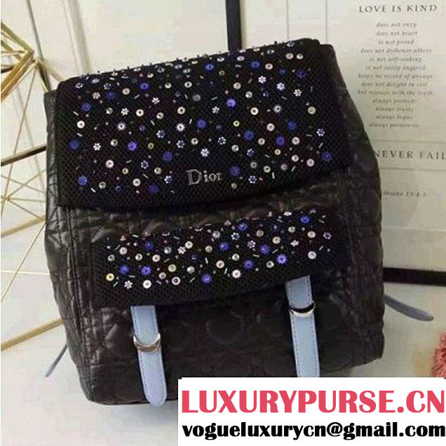 Dior Stardus Backpack Embroidered With Sequin Flowers Autumn 2016 (1A076-6062901 )