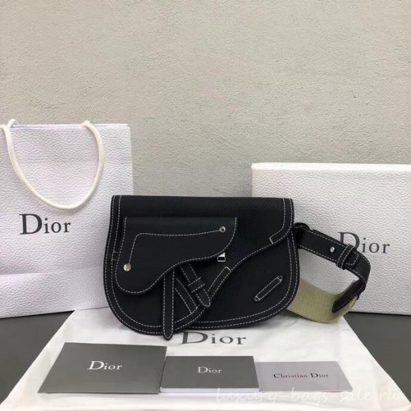 Dior DIOR X KAWS Grained Calfskin Pouch Saddle Shoulder Bag Navy Blue 2019
