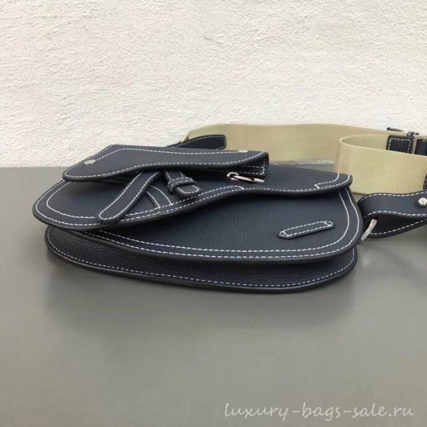 Dior DIOR X KAWS Grained Calfskin Pouch Saddle Shoulder Bag Navy Blue 2019