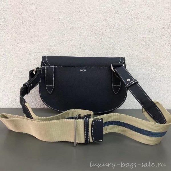 Dior DIOR X KAWS Grained Calfskin Pouch Saddle Shoulder Bag Navy Blue 2019