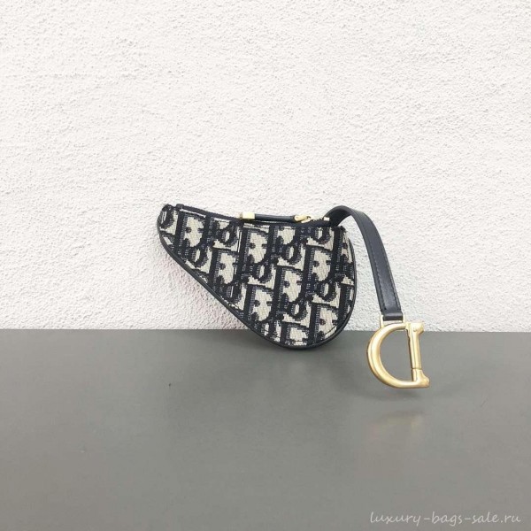 Dior Oblique Jacquard Canvas Saddle Zipped Purse Blue 2019