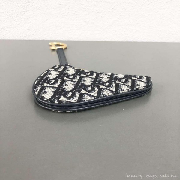 Dior Oblique Jacquard Canvas Saddle Zipped Purse Blue 2019