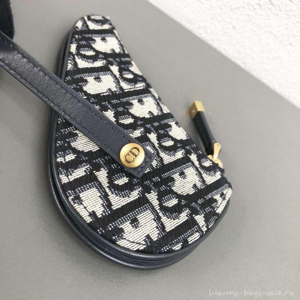 Dior Oblique Jacquard Canvas Saddle Zipped Purse Blue 2019