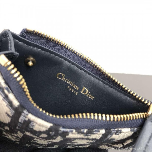 Dior Oblique Jacquard Canvas Saddle Zipped Purse Blue 2019