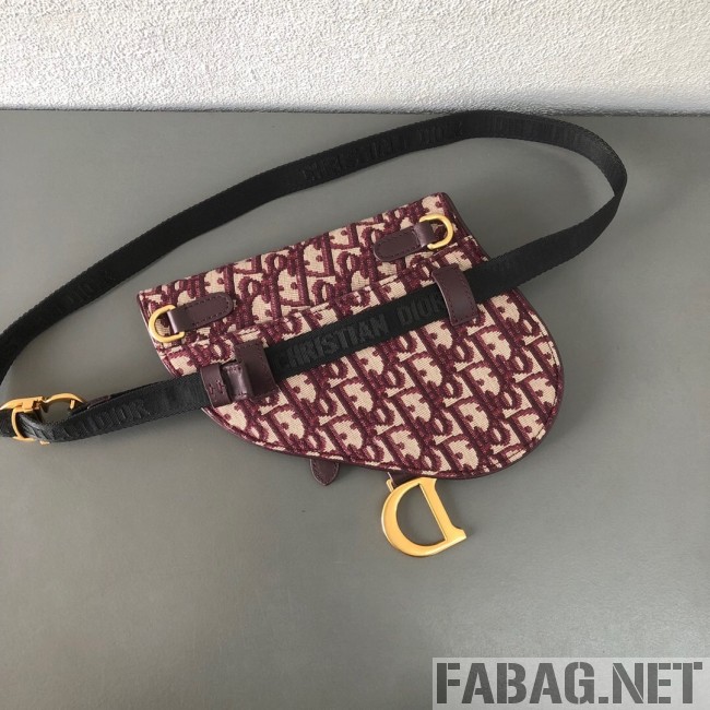 Dior CD Oblique Canvas Saddle Belt Bag Burgundy 2019 (WEIP-9031613 )