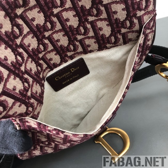 Dior CD Oblique Canvas Saddle Belt Bag Burgundy 2019 (WEIP-9031613 )