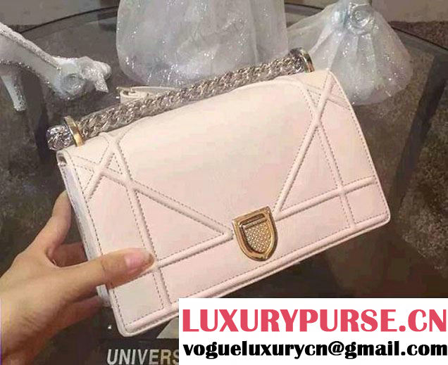 Dior Small Diorama Flap Bag Pale Pink Grained Calfskin 2015