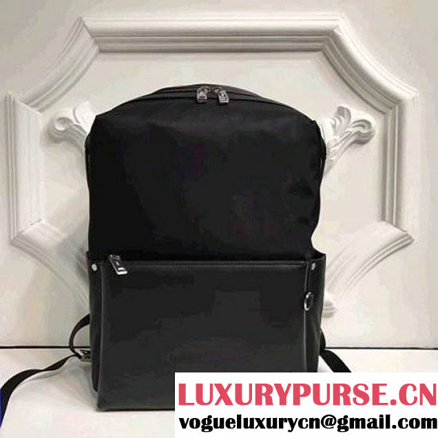 Fendi Soft Zip Backpack in Nylon and Leather With Monster Eyes Black 2017 (CL-7092907 )