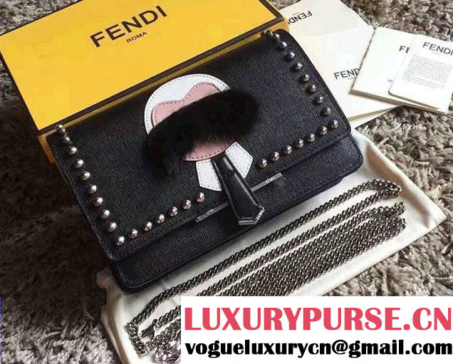 Fendi Studded Karlito Chain Wallet Bag Black 2016